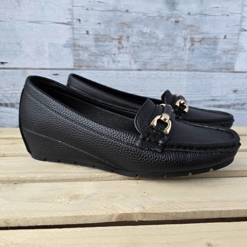 Kelly & Katie Leora Wedge Loafer Faux Black Leather EU 36